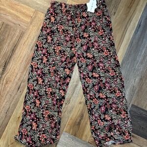 Love Wish Womens XL Floral Paisley Wide Leg Elastic Waist Rayon Pants NEW